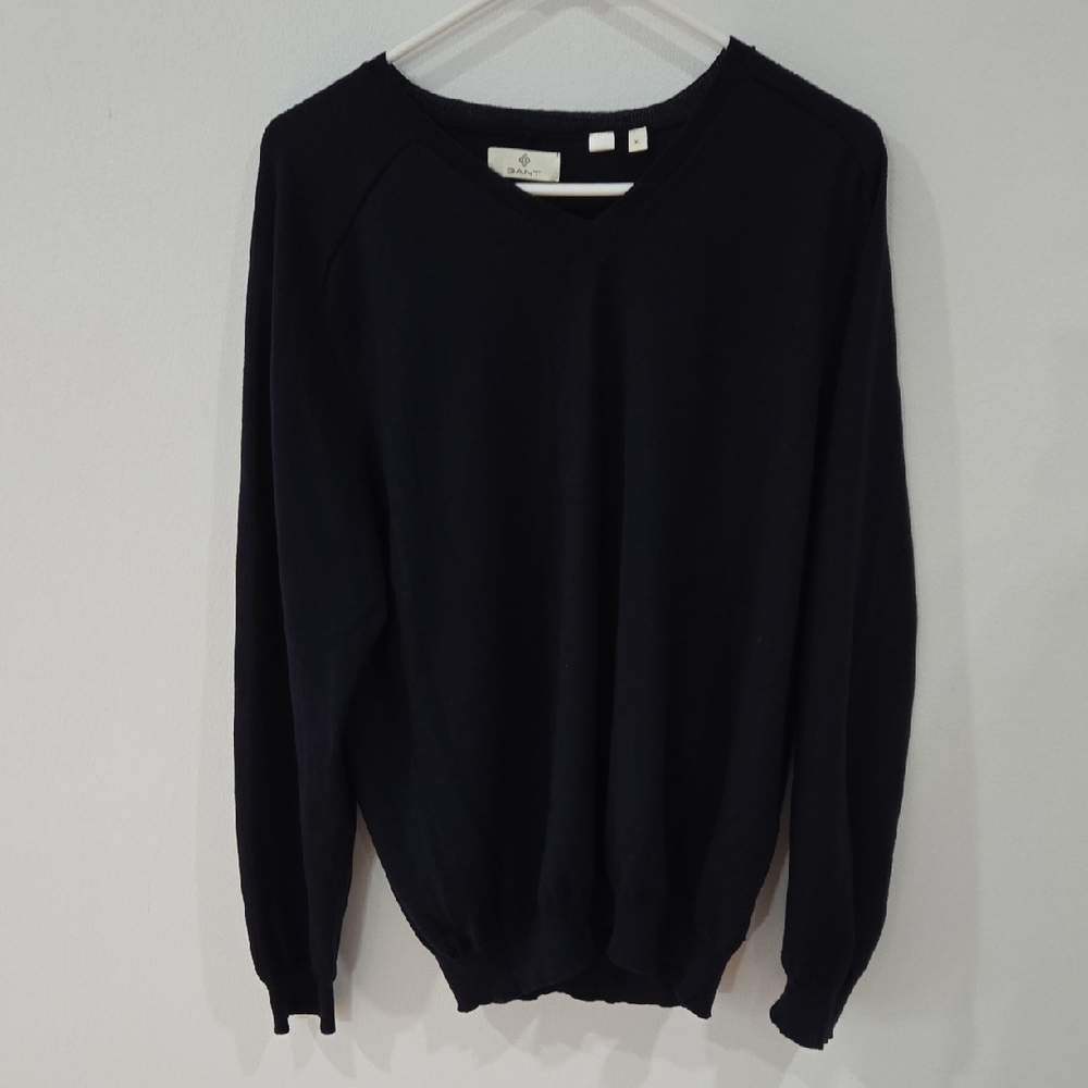 Gant Merino Sz XL Mens Navy Blue Wool Silk Sweater